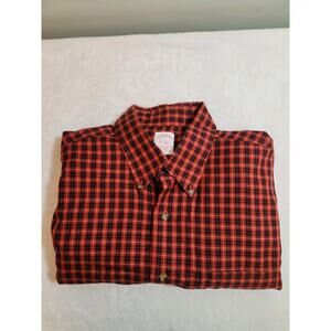 Brooks Brothers 100% Cotton Shirt Mens Large Red Plaid Long Sleeve Preppy Casual